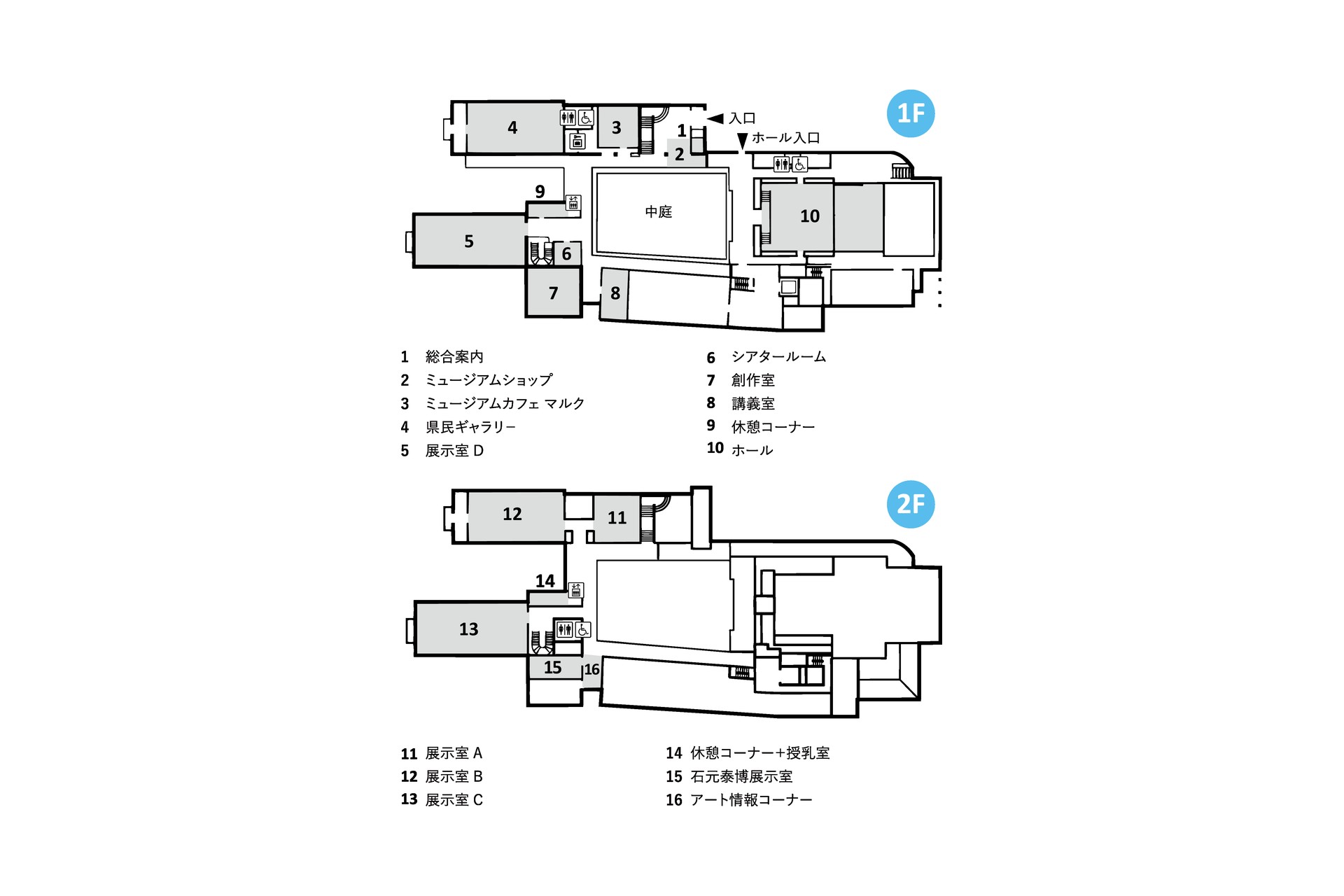 แผนผังชั้นหนึ่งและชั้นสองของพิพิธภัณฑ์